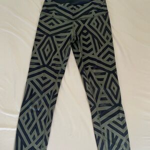 Lululemon Geo Print Capri Leggings in Olive and Black
